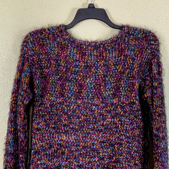 Ny Collection Sweater Fuzzy Soft Multi-Color Black Pink Pullover Long Sleeve - Picture 10 of 11